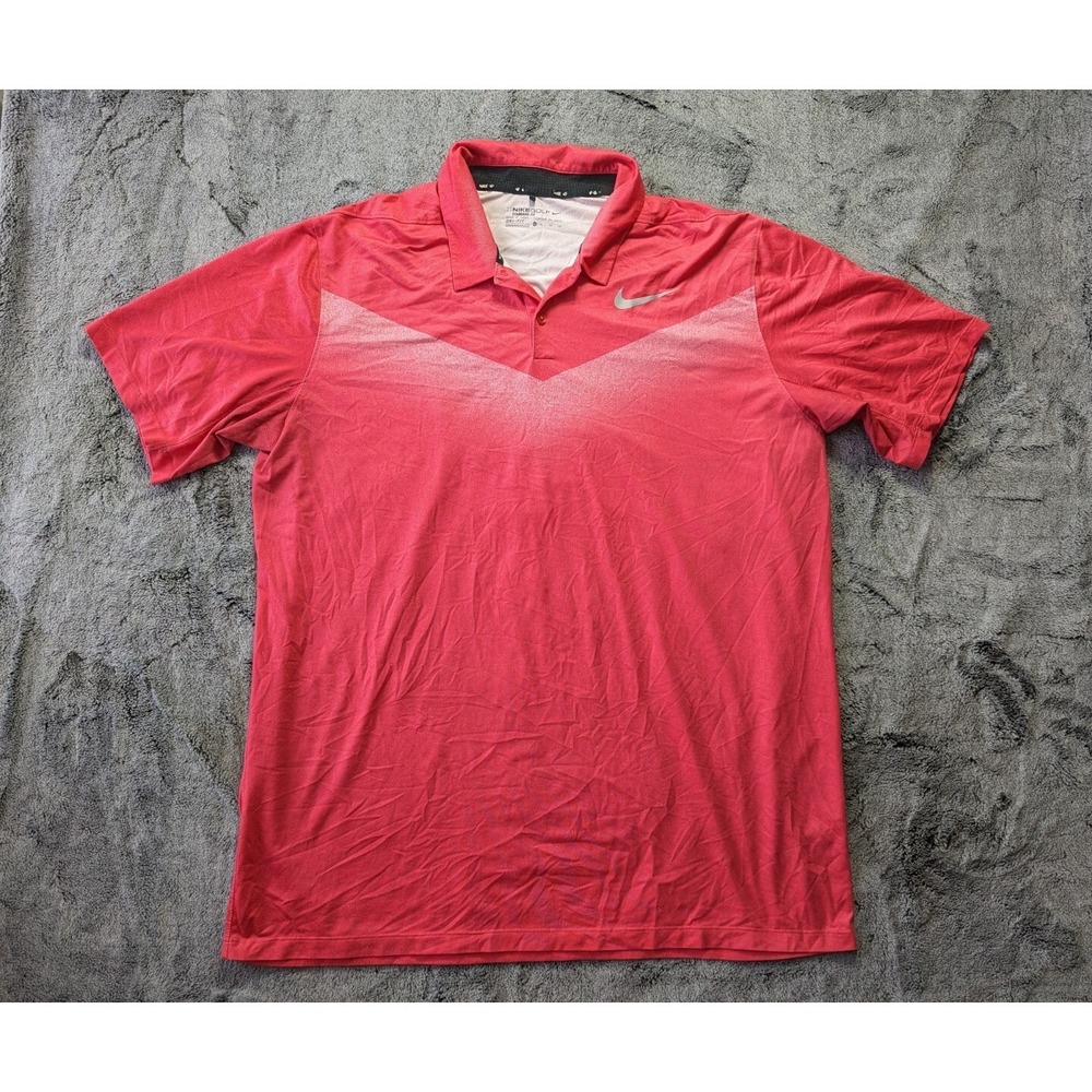 Nike Golf Standard Fit Short Sleeve Polo Shirt Men's Size XL Pink Dri Fit